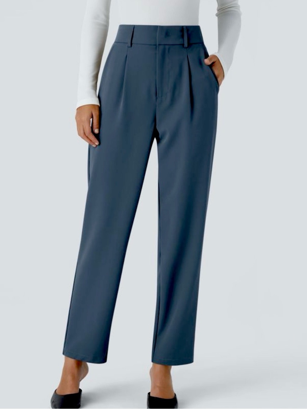 NWT Halara Flex™ High Waisted Pocket Solid Work Tapered Pants small petite blue
